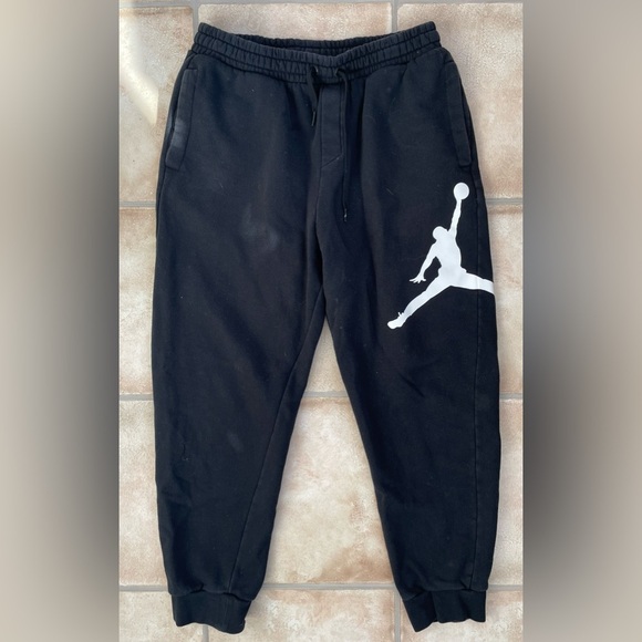 Jordan Jumpman Big Logo Black  Men's Fleece Jogger Pants With Pockets; size L - Picture 1 of 7